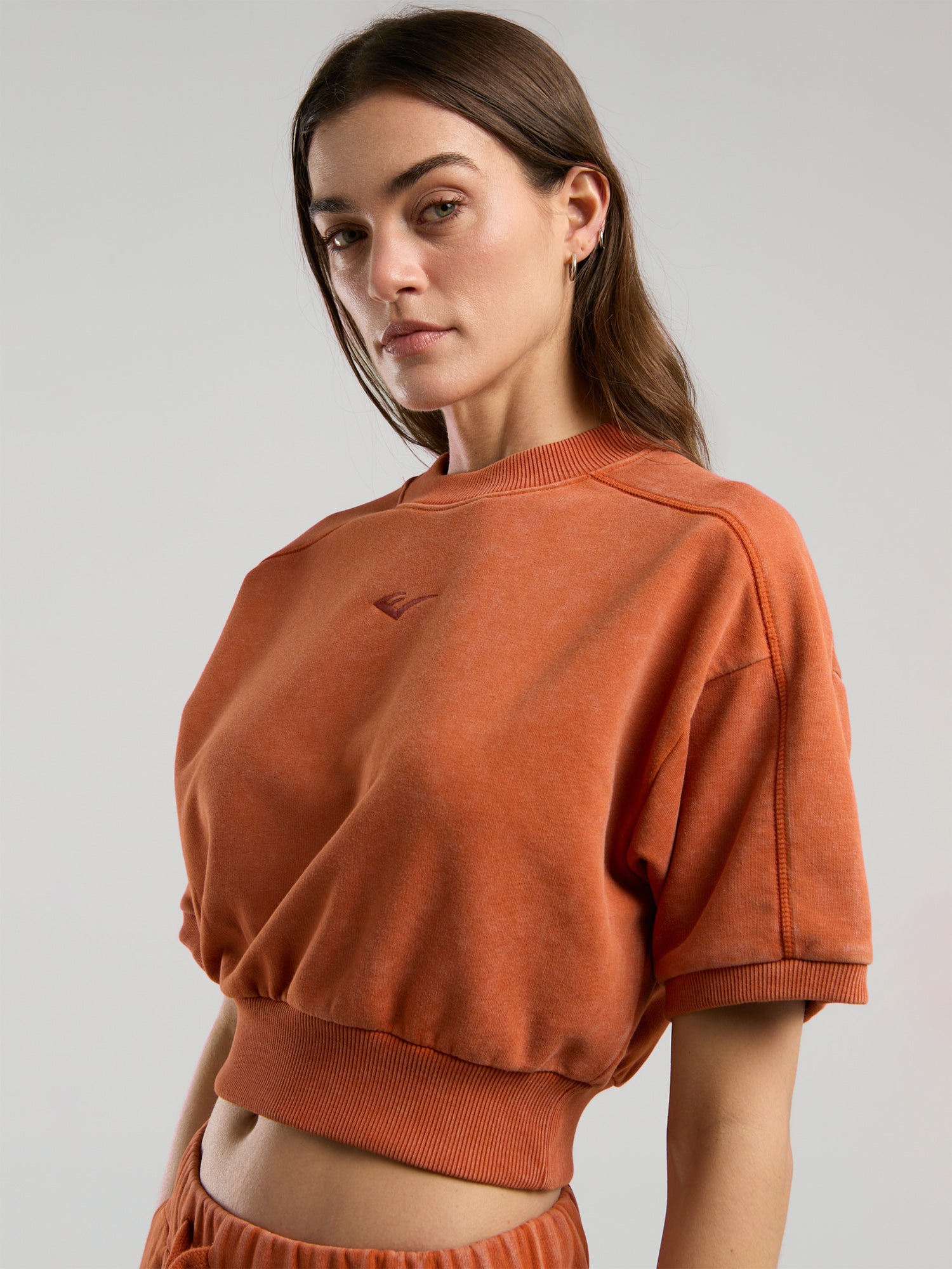 Everlast Bronx 1910 Oversize Turuncu Crop Kadın Kısa Kollu  Sweatshirt - 6