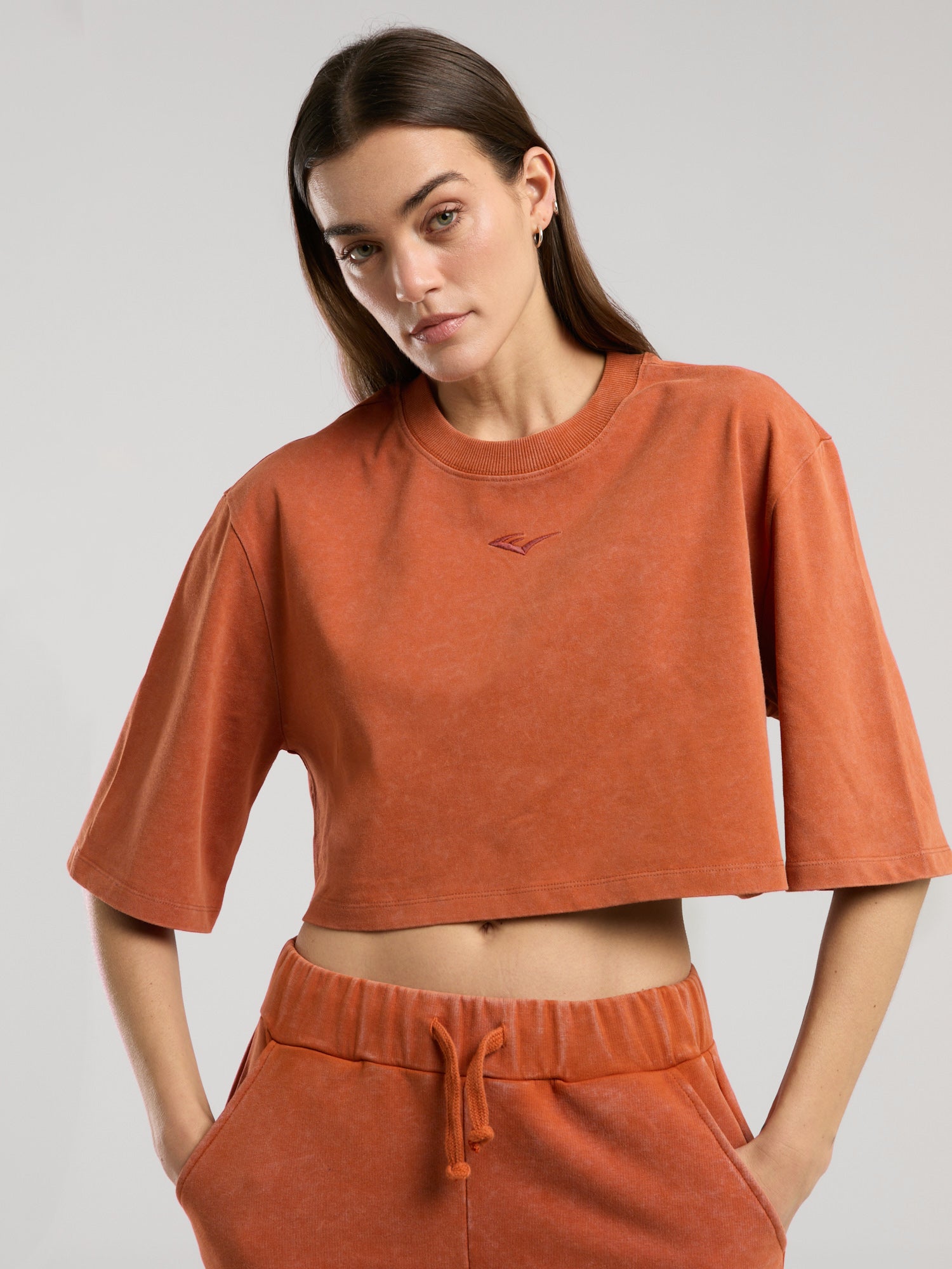 Everlast Bronx 1910 Oversize Turuncu Crop Kadın Tişört - 4