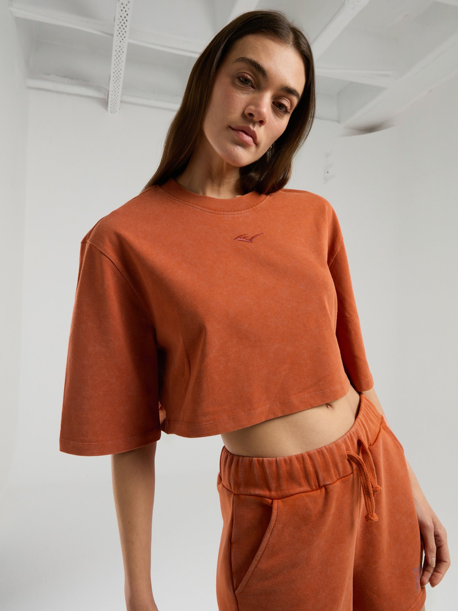 Everlast Bronx 1910 Oversize Turuncu Crop Kadın Tişört - 5