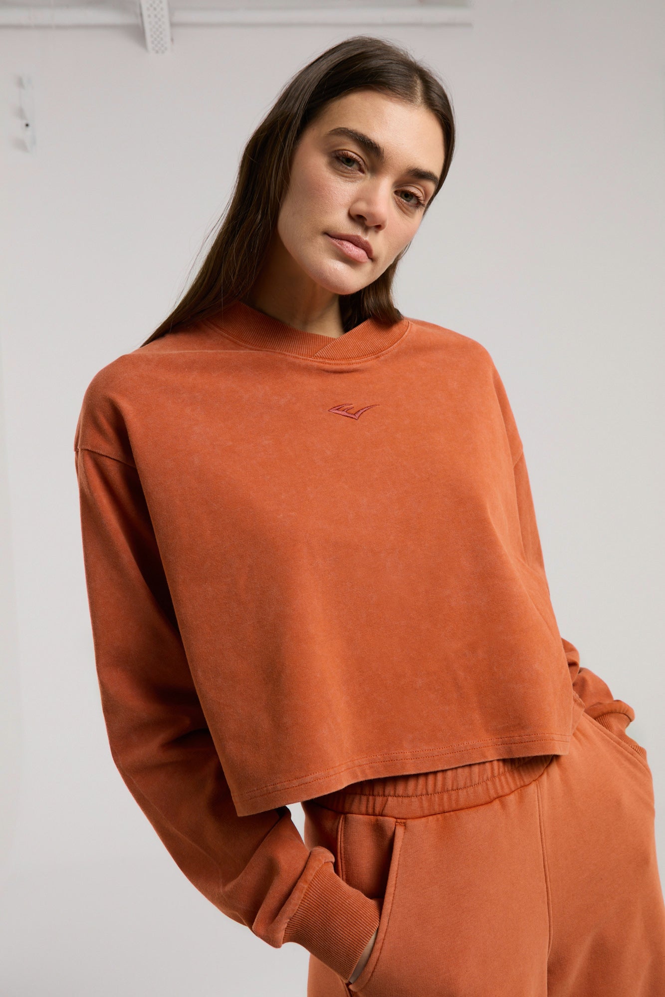 Everlast Bronx 1910 Oversize Turuncu Crop Uzun Kollu Kadın Tişört - 4