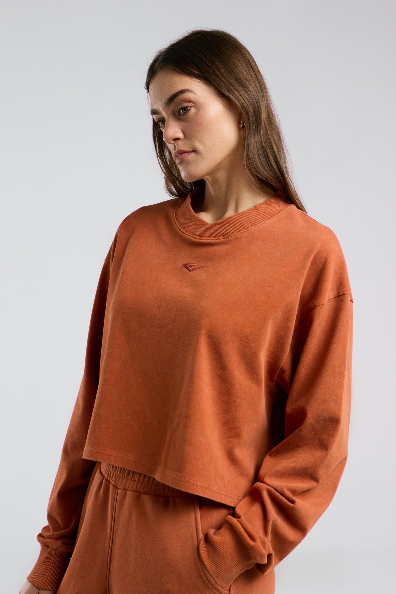 Everlast Bronx 1910 Oversize Turuncu Crop Uzun Kollu Kadın Tişört - 5