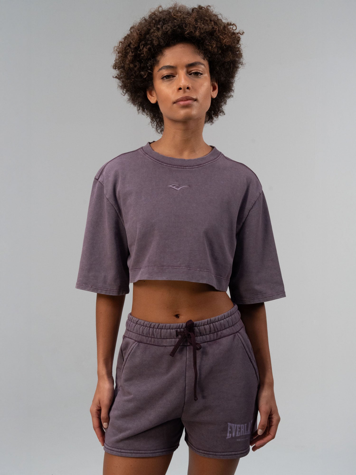 Everlast Bronx 1910 Oversize Mor Crop Kadın Tişört