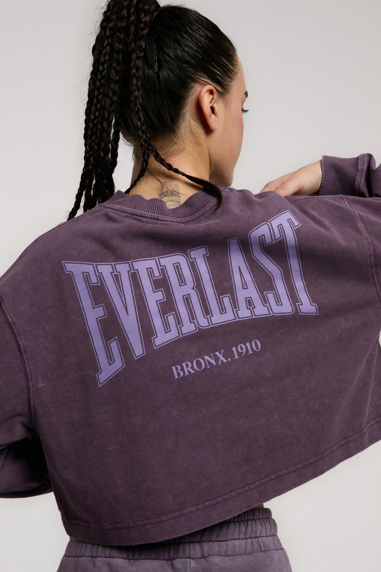 Everlast Bronx 1910 Oversize Mor Crop Uzun Kollu Kadın Tişört - 3