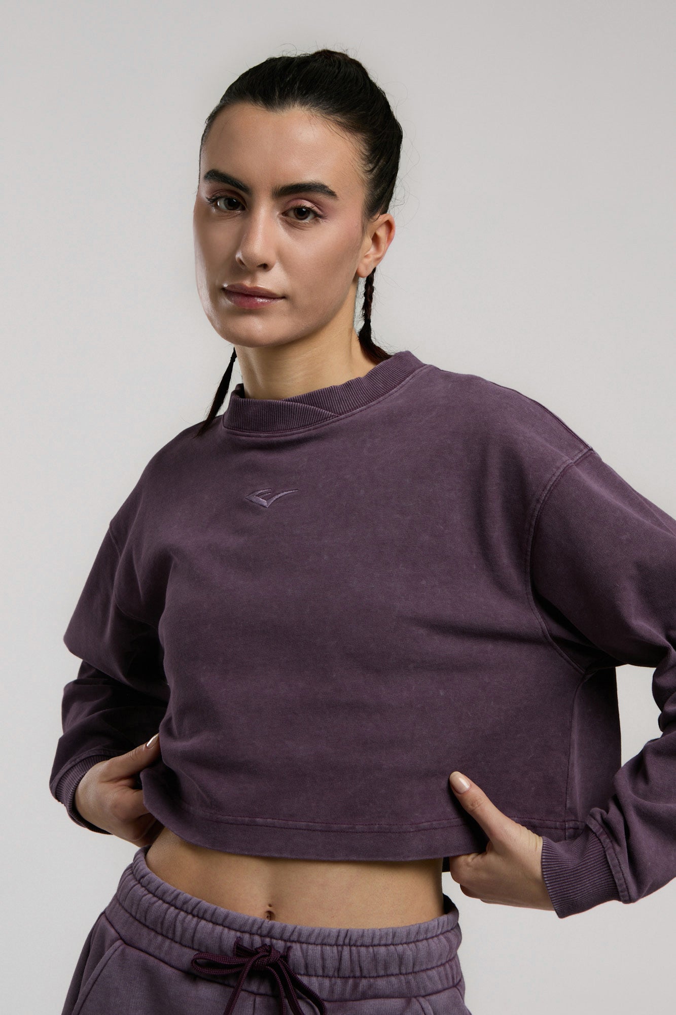 Everlast Bronx 1910 Oversize Mor Crop Uzun Kollu Kadın Tişört - 4