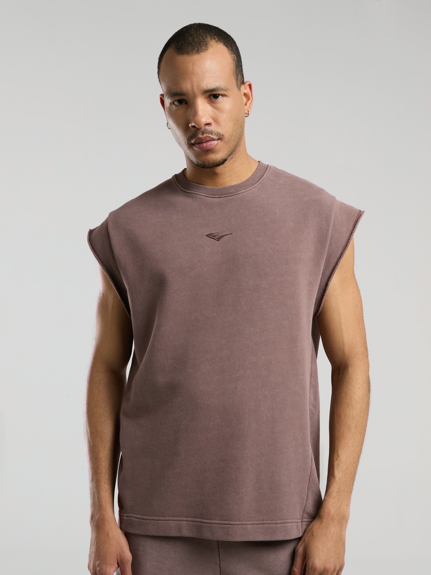 Everlast Bronx 1910 Oversize Yıkamalı Kahverengi Erkek Kolsuz Sweatshirt