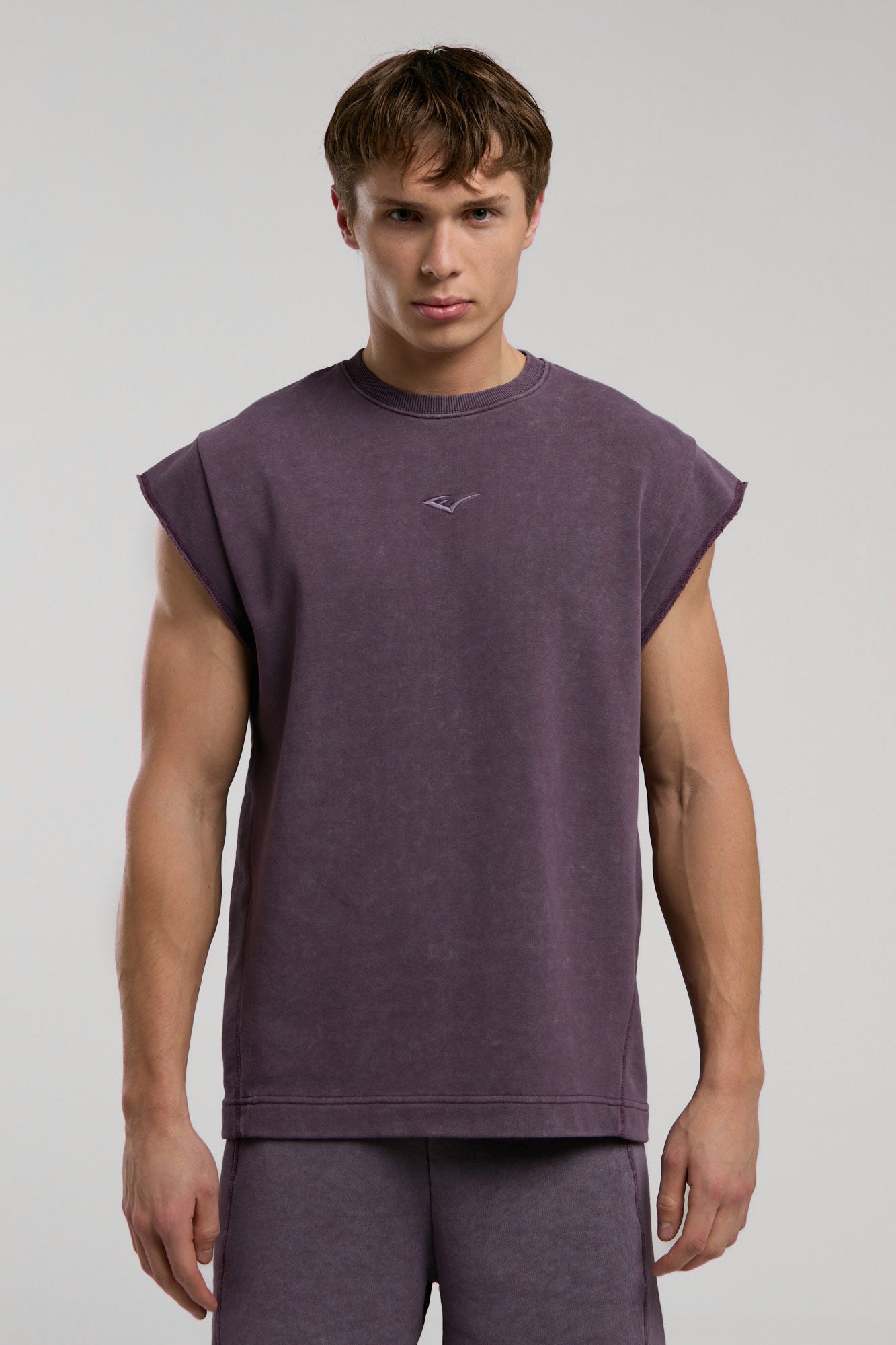 Everlast Bronx 1910 Oversize Yıkamalı Mor Erkek Kolsuz Sweatshirt