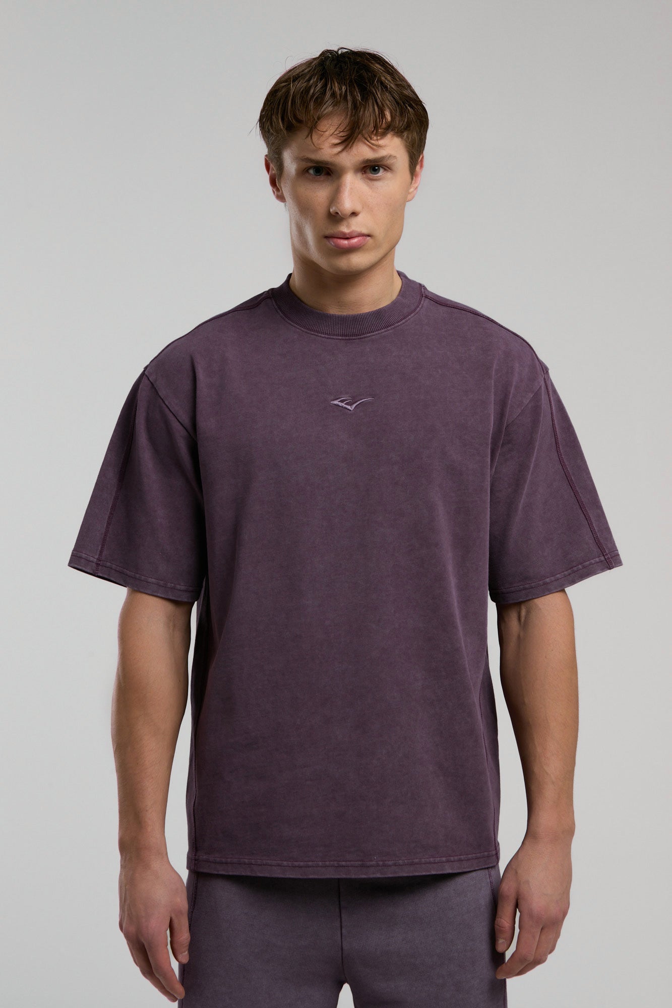 Everlast Bronx 1910 Oversize Yıkamalı Mor Erkek Tişört