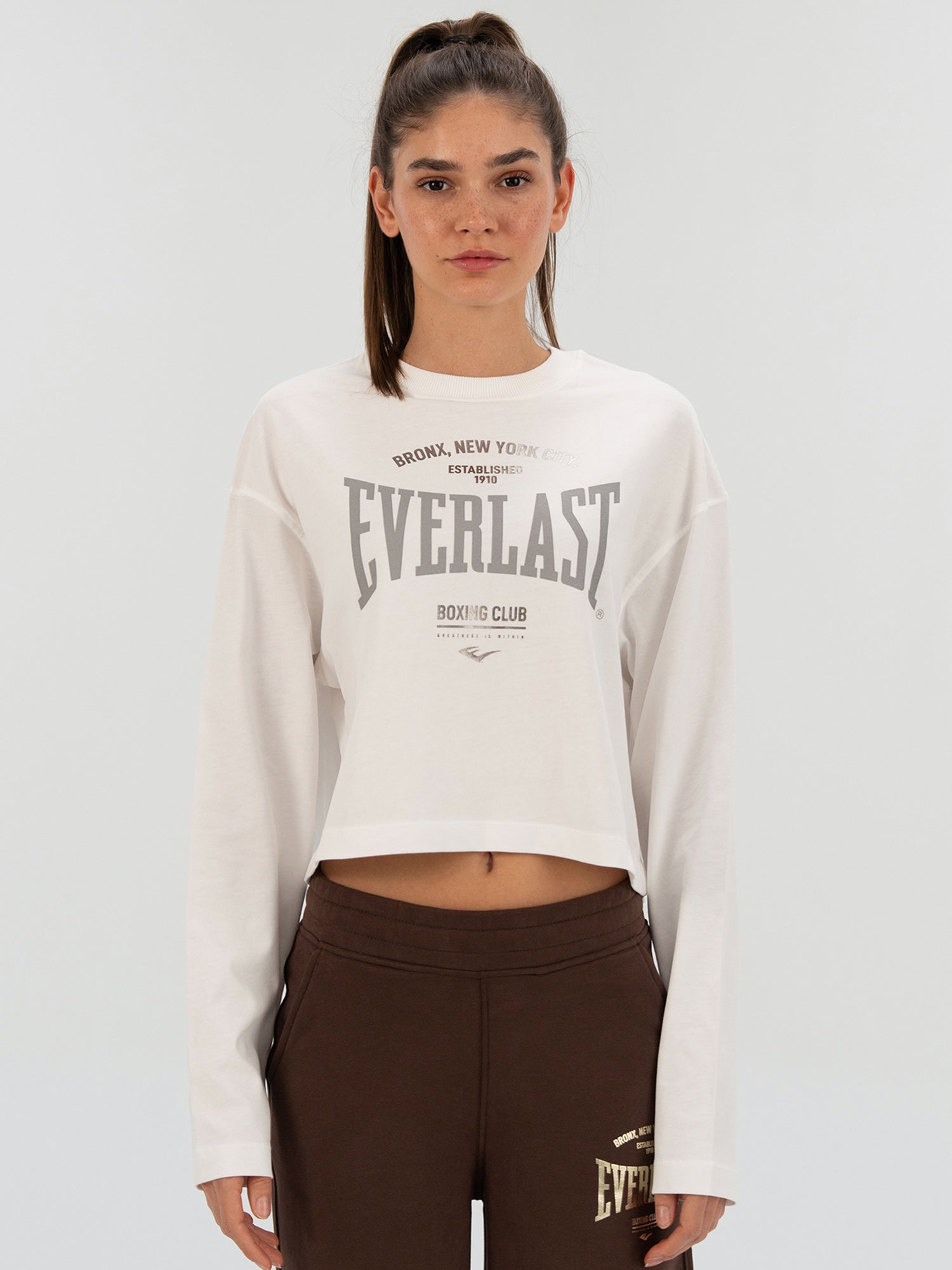 Everlast Bronx NYC Beyaz Kadın Uzun Kollu Tişört