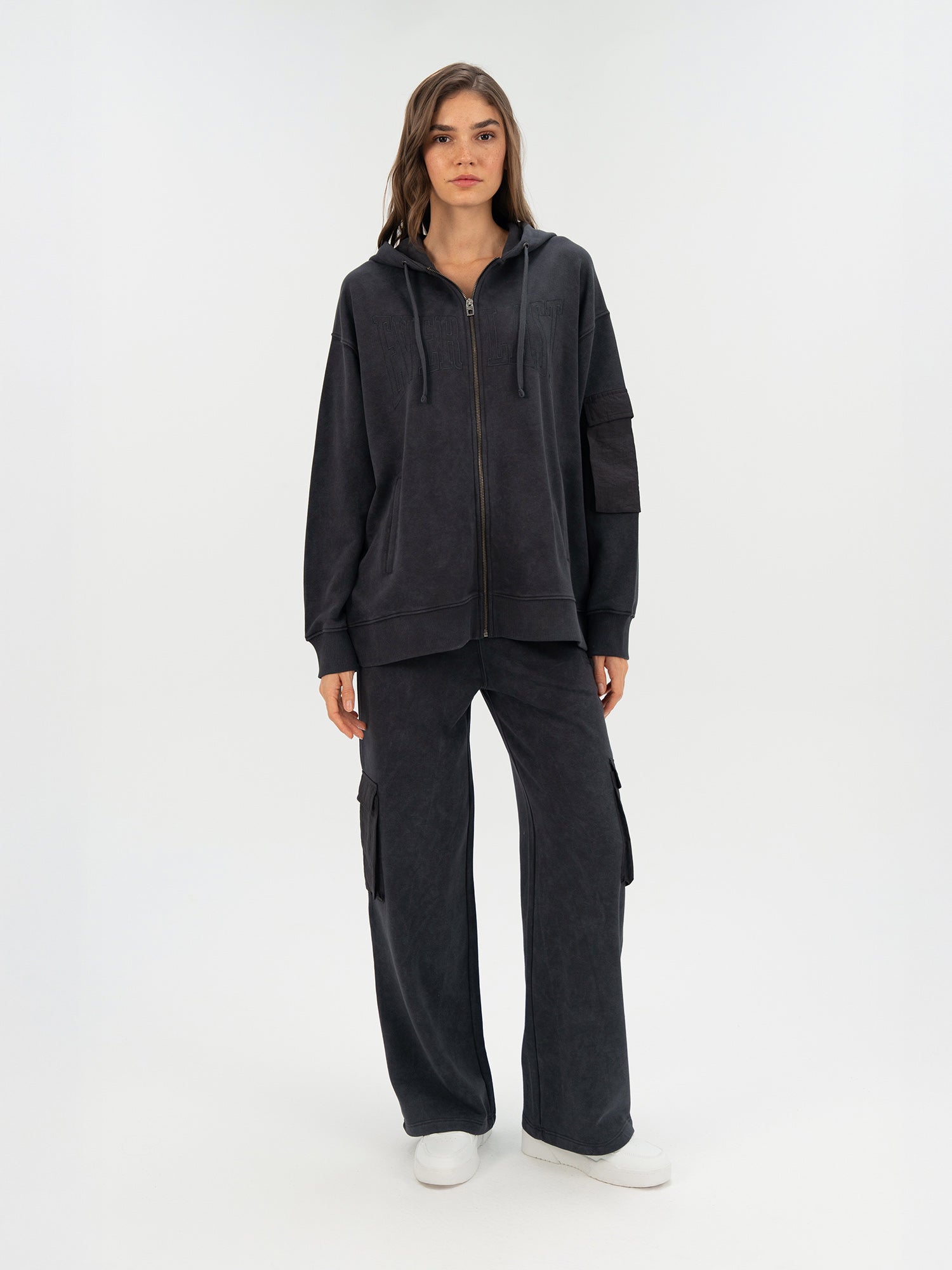 Everlast Cool Relax Wmn Antrasit Kadın Full Zip Kapişonlu Sweatshirt