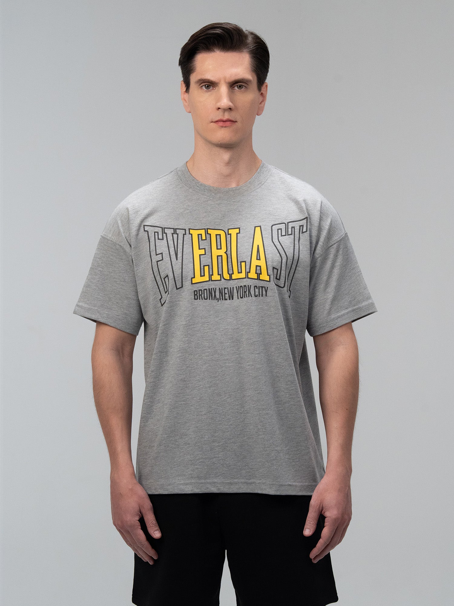 Everlast Iconic Rest Oversize Gri Melanj Erkek Tişört