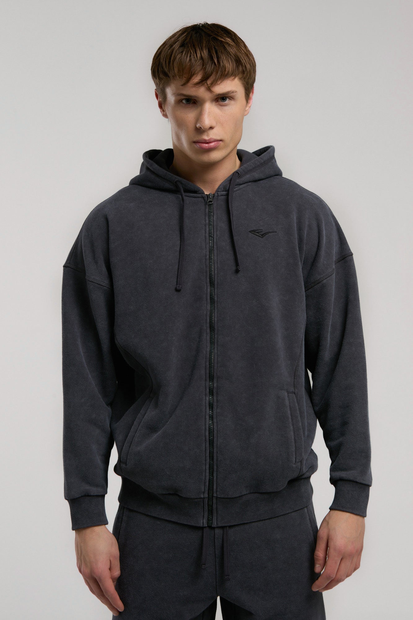 Everlast Ny Street Füme Kapüşonlu Erkek Full Zip Sweatshirt