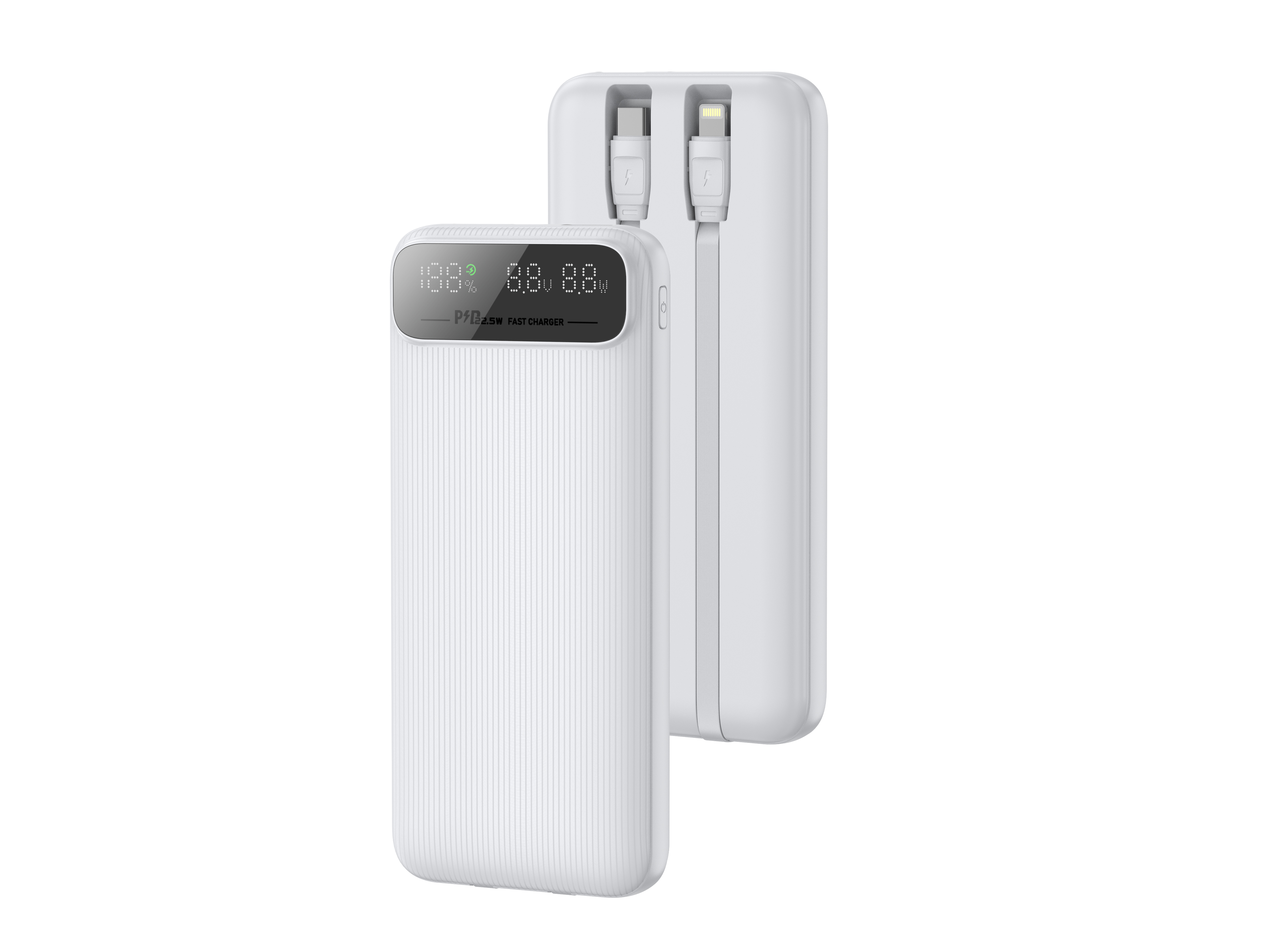 Factor-M 10.000 Mah Kendinden Kablolu Taşınabilir Şarj Cihazı- Beyaz - 2