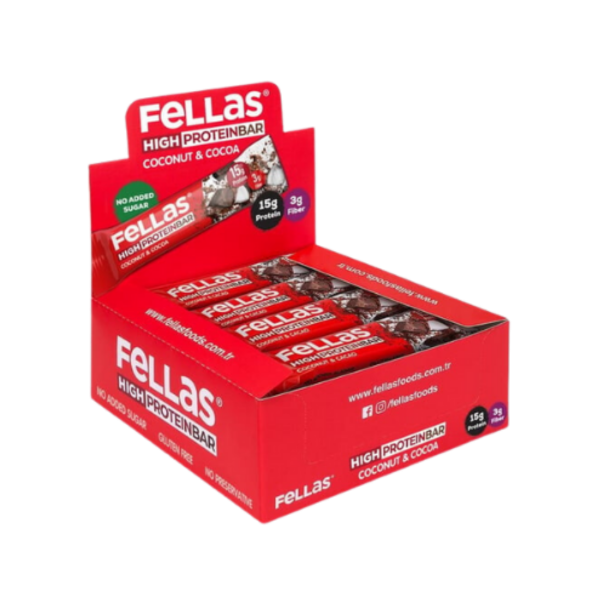 Fellas Yüksek Protein Bar Hindistan Cevizi ve Kakao 45g x 12 Adet