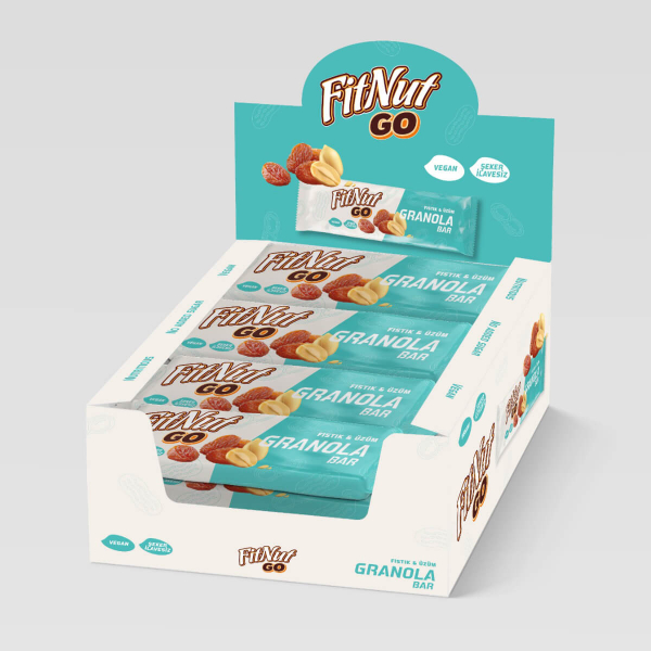 FitNut Granola Bar Yer Fıstıkğı & Üzüm 30 Gr 24 Adet