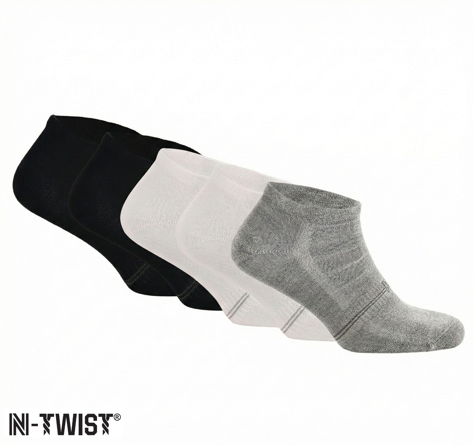 Fresh N-Twist Premium Bambu ve Pamuklu Günlük Spor Çorap Siyah/Beyaz/Gri 5 Çift - Kraft Kutu