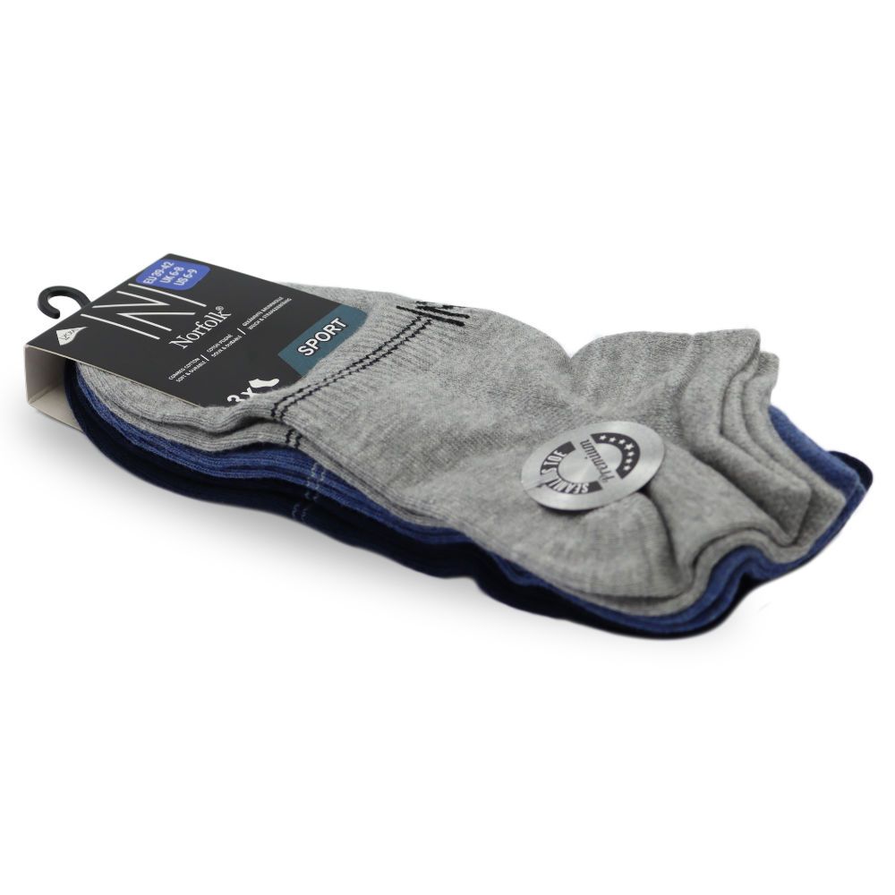 Fresh Premium Gri/Mavi/Lacivert Pamuklu Günlük Spor Çorap 3'lü Paket - 3