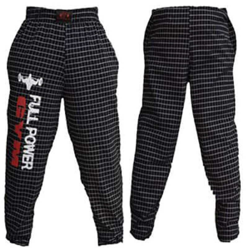 Full Power Gym Alt Eşofman Siyah Kareli