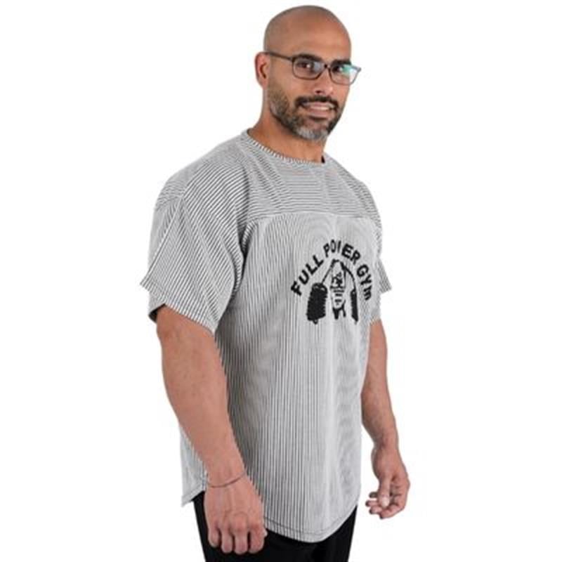 Full Power Gym Ragtop Spor Tişört Beyaz Siyah Çizgili - 2