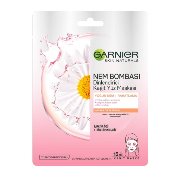 Garnier Nem Bombası Dinlendirici Kağıt Yüz Maskesi