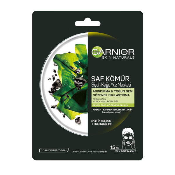 Garnier Saf Kömür Gözenek Sıkılaştırma Siyah Kağıt Maske