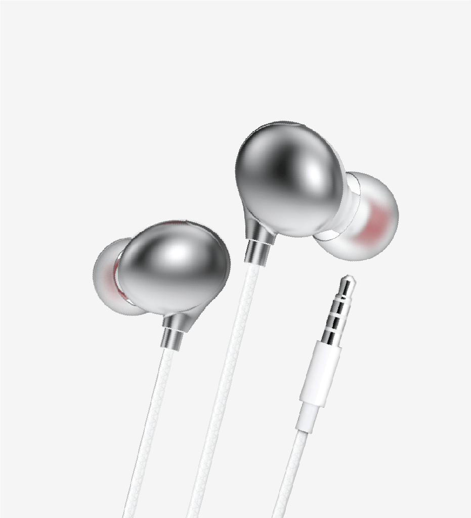 H25 Metal with Microphone Silicone Cable Earphone