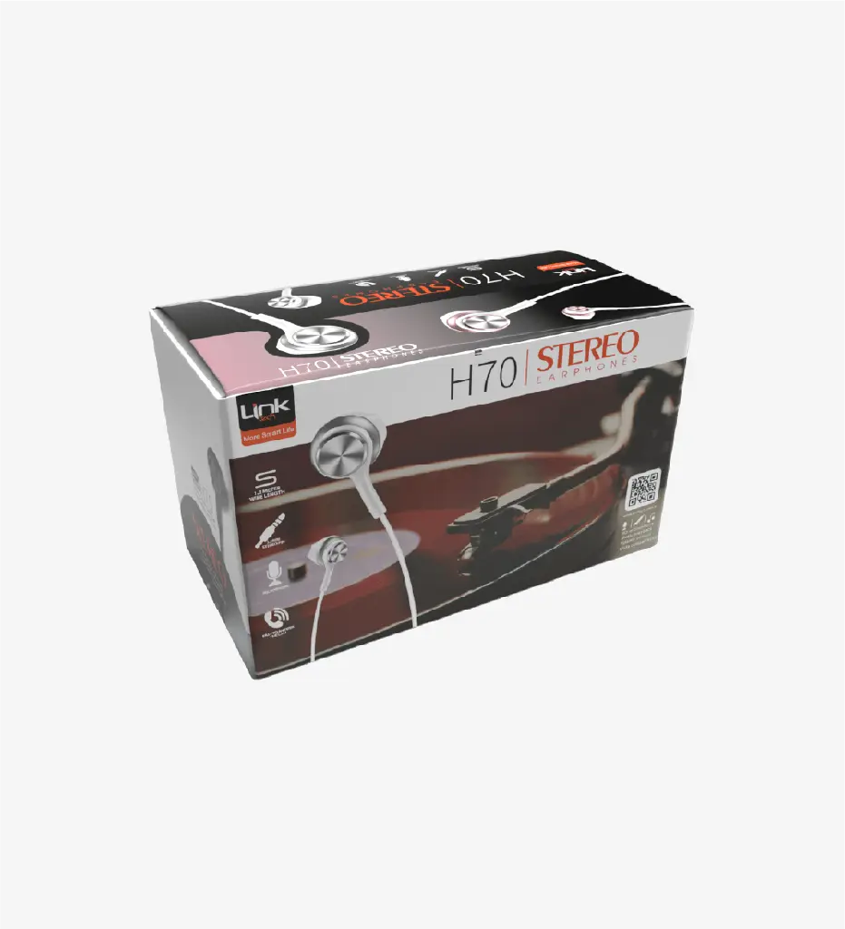 H70 with Microphone High Bass in-Ear Cable Earphone Package