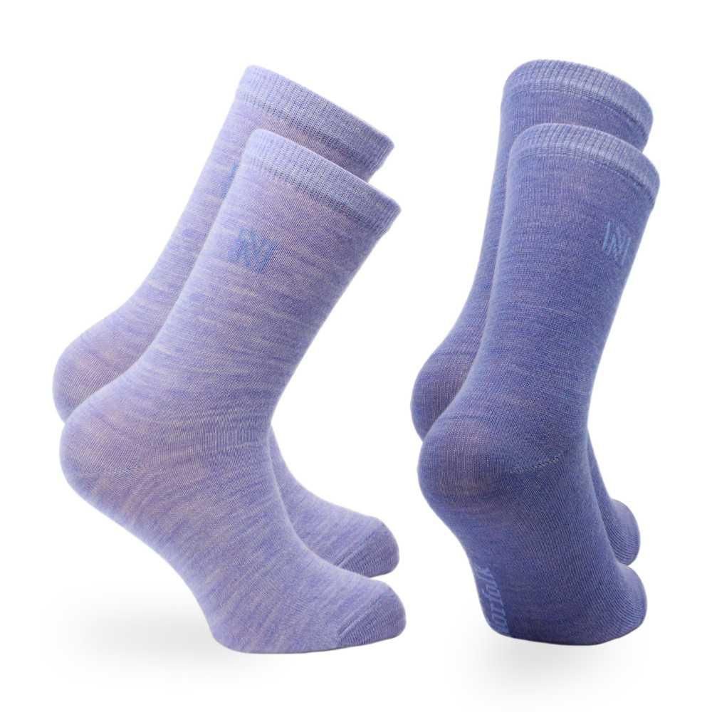 Helsinki İnce Örgü Merinos Yünü Günlük Çocuk Çorabı 2'li Paket Mavi