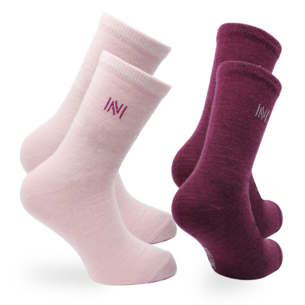 Helsinki İnce Örgü Merinos Yünü Günlük Çocuk Çorabı 2'li Paket Pembe