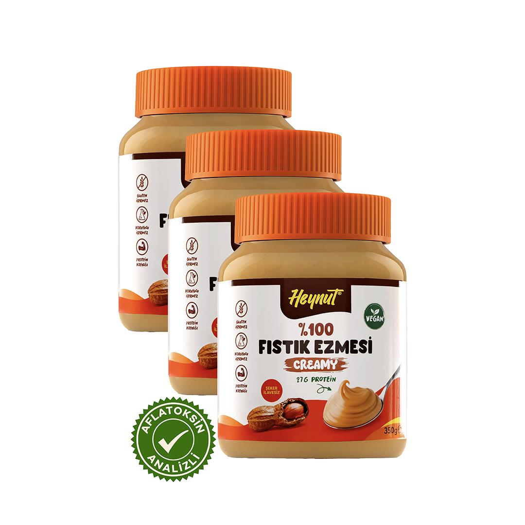 HeynuT %100 Fıstık Ezmesi (Akışkan) 350g x 3 Adet