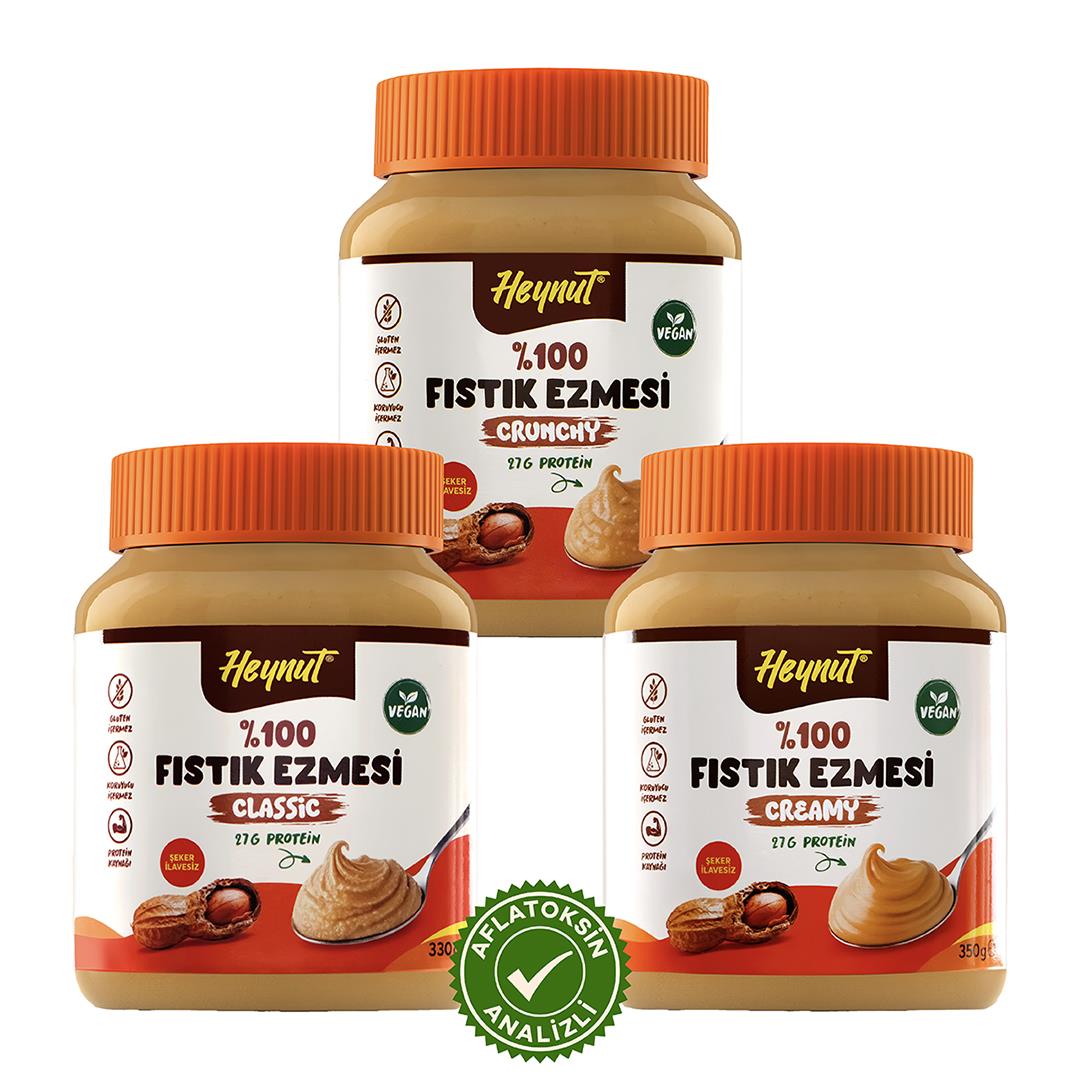 HeynuT %100 Fıstık Ezmesi Karma 350g x 3 Adet