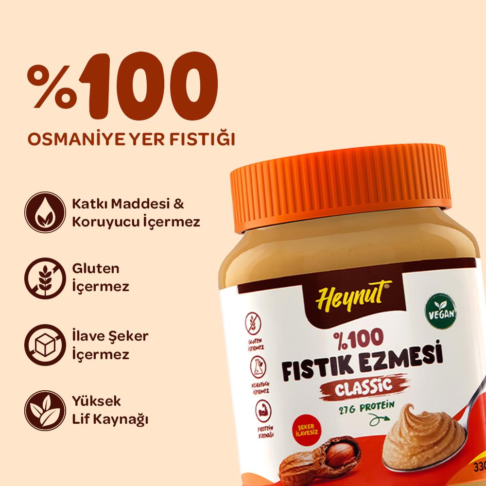 HeynuT %100 Fıstık Ezmesi (Klasik) 330g - 3