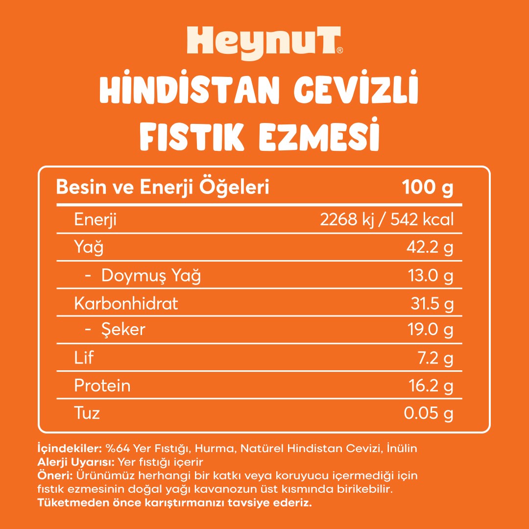 HeynuT Hindistan Cevizli Fıstık Ezmesi 800g - 2