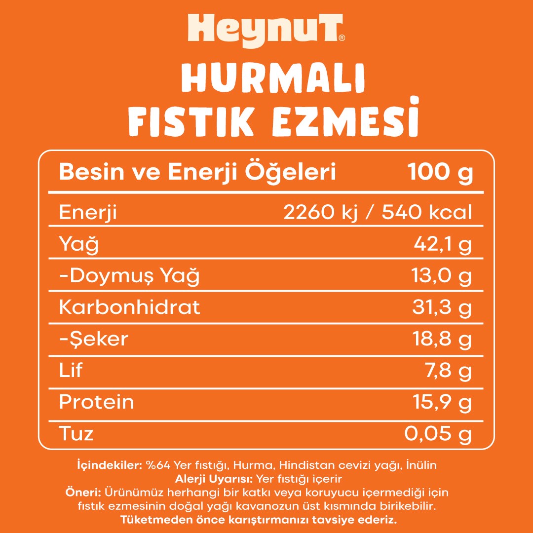 HeynuT Hurmalı Fıstık Ezmesi 800g - 2
