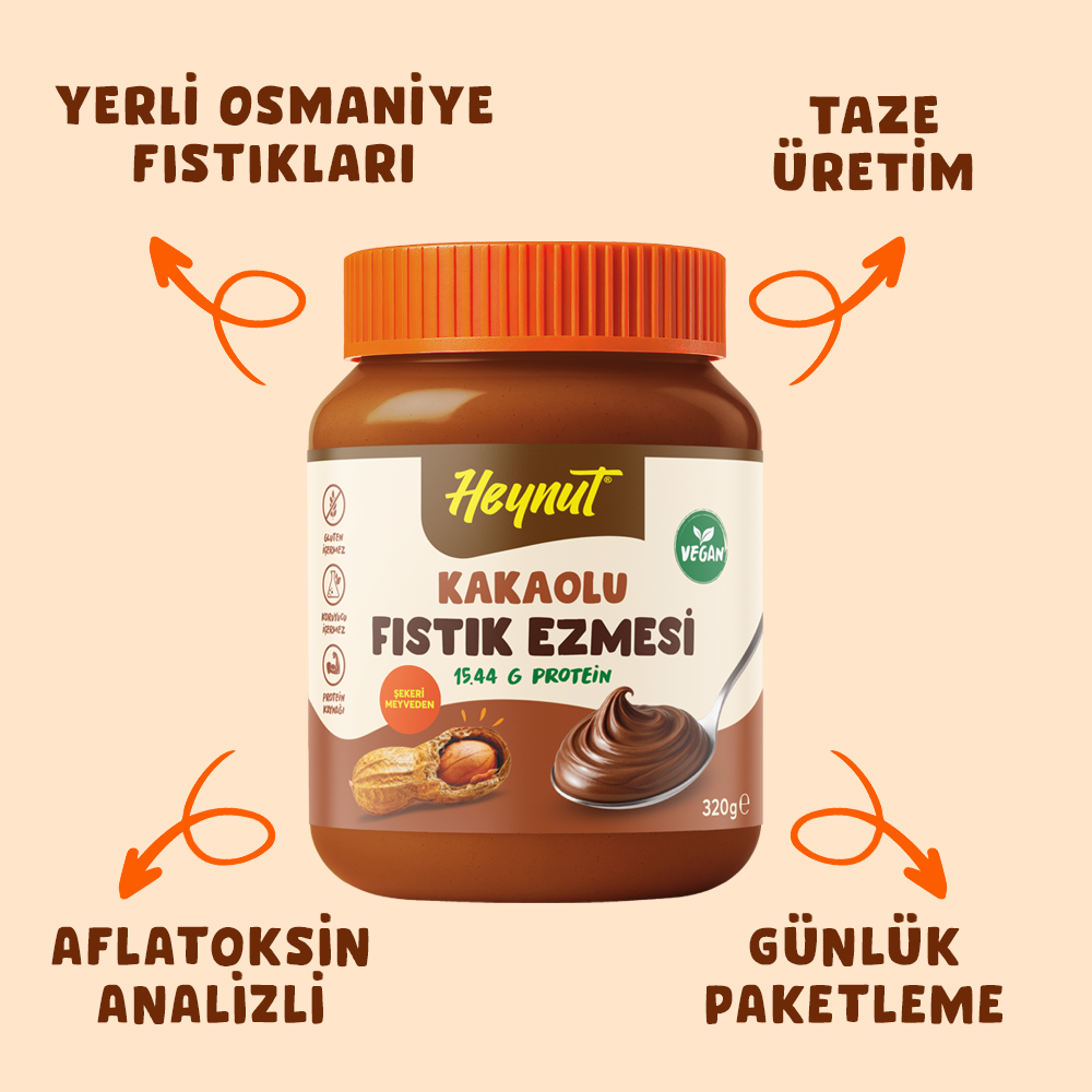 HeynuT Kakaolu Fıstık Ezmesi 320g - 9