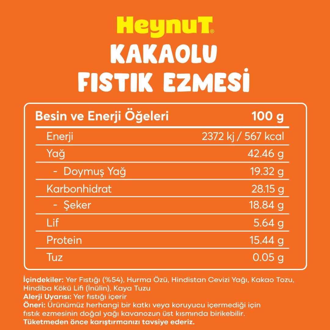 HeynuT Kakaolu Fıstık Ezmesi 320g x 3 Adet - 7