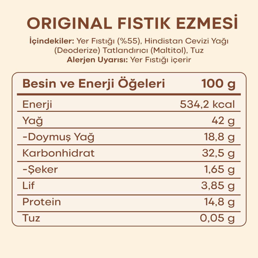 HeynuT Original Şeker İlavesiz Fıstık Ezmesi 320g x 3 Adet - 2