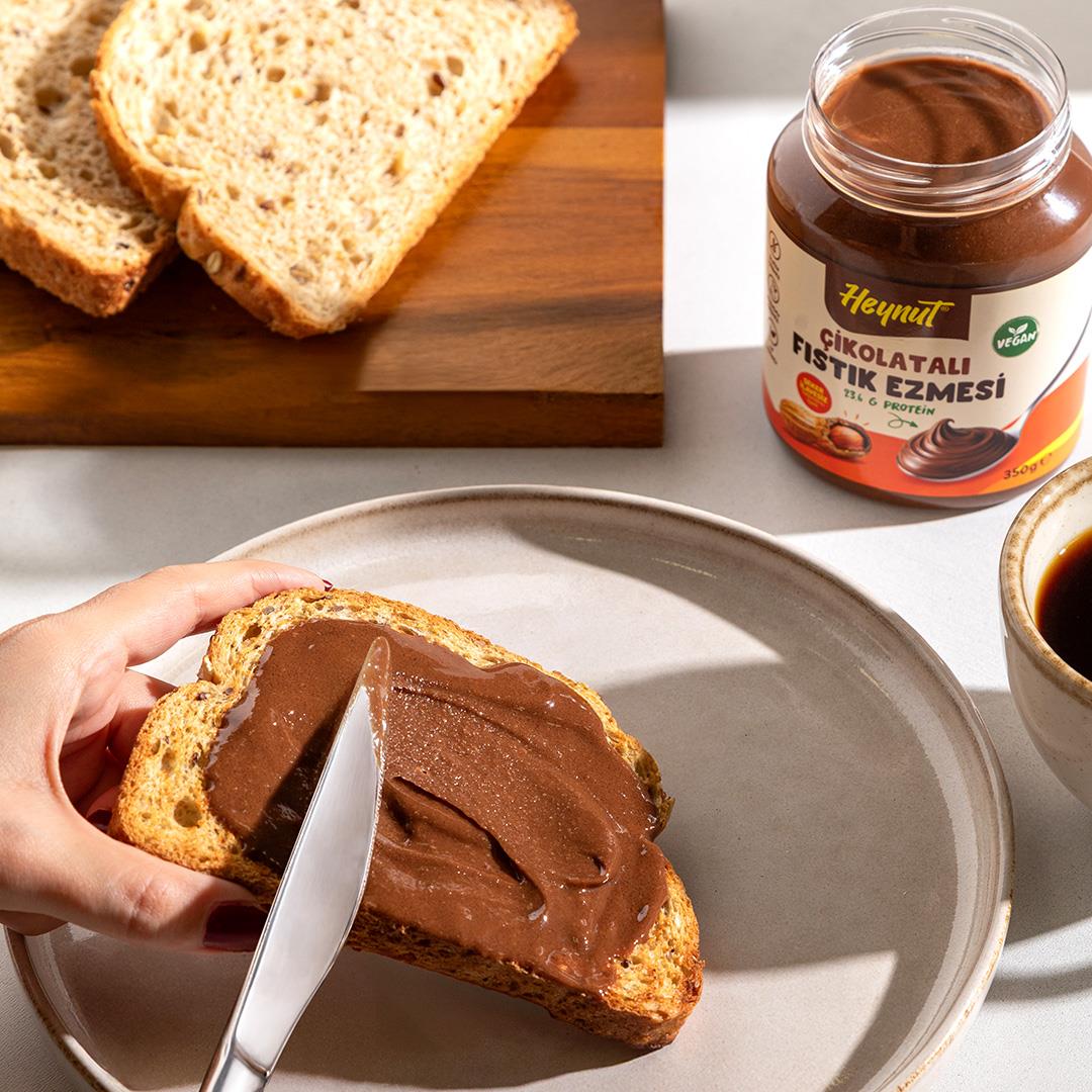 HeynuT Şeker ilavesiz Çikolatalı Fıstık Ezmesi 350g x 3 Adet - 2
