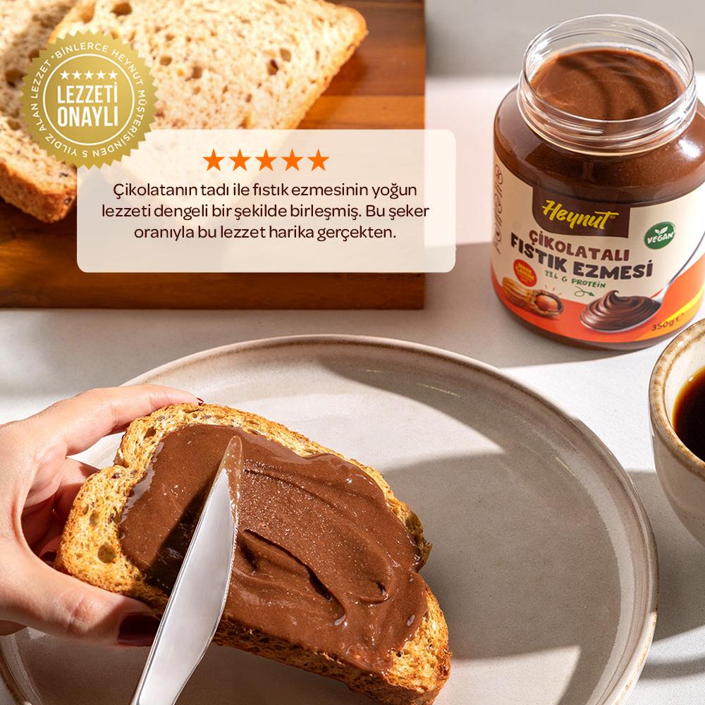 HeynuT Şeker ilavesiz Çikolatalı Fıstık Ezmesi 350g x 3 Adet - 3