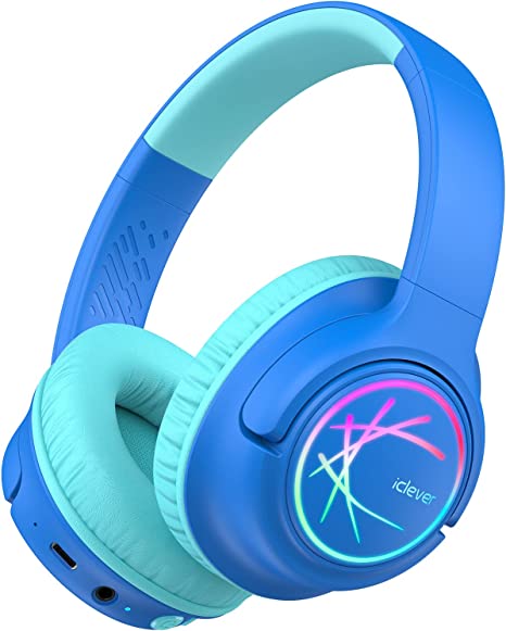 iClever BTH18 LED Işıklı Çocuk Bluetooth Kulaklık -Mavi