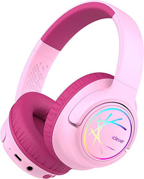 iClever BTH18 LED Işıklı Çocuk Bluetooth Kulaklık -Pembe