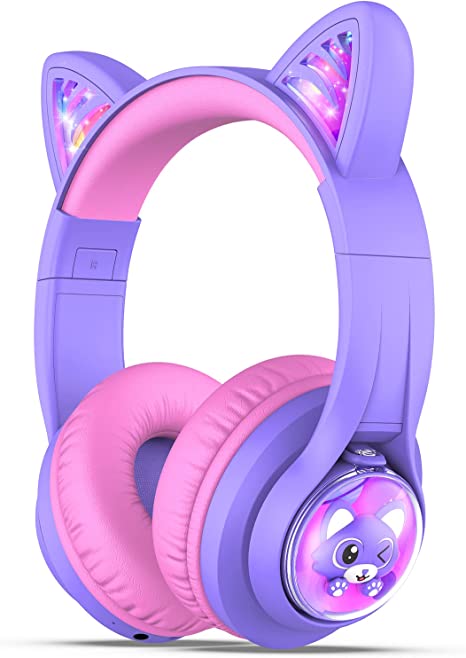 iClever BTH19 Kedi Kulaklı Çocuk Bluetooth Kulaklık -Mor