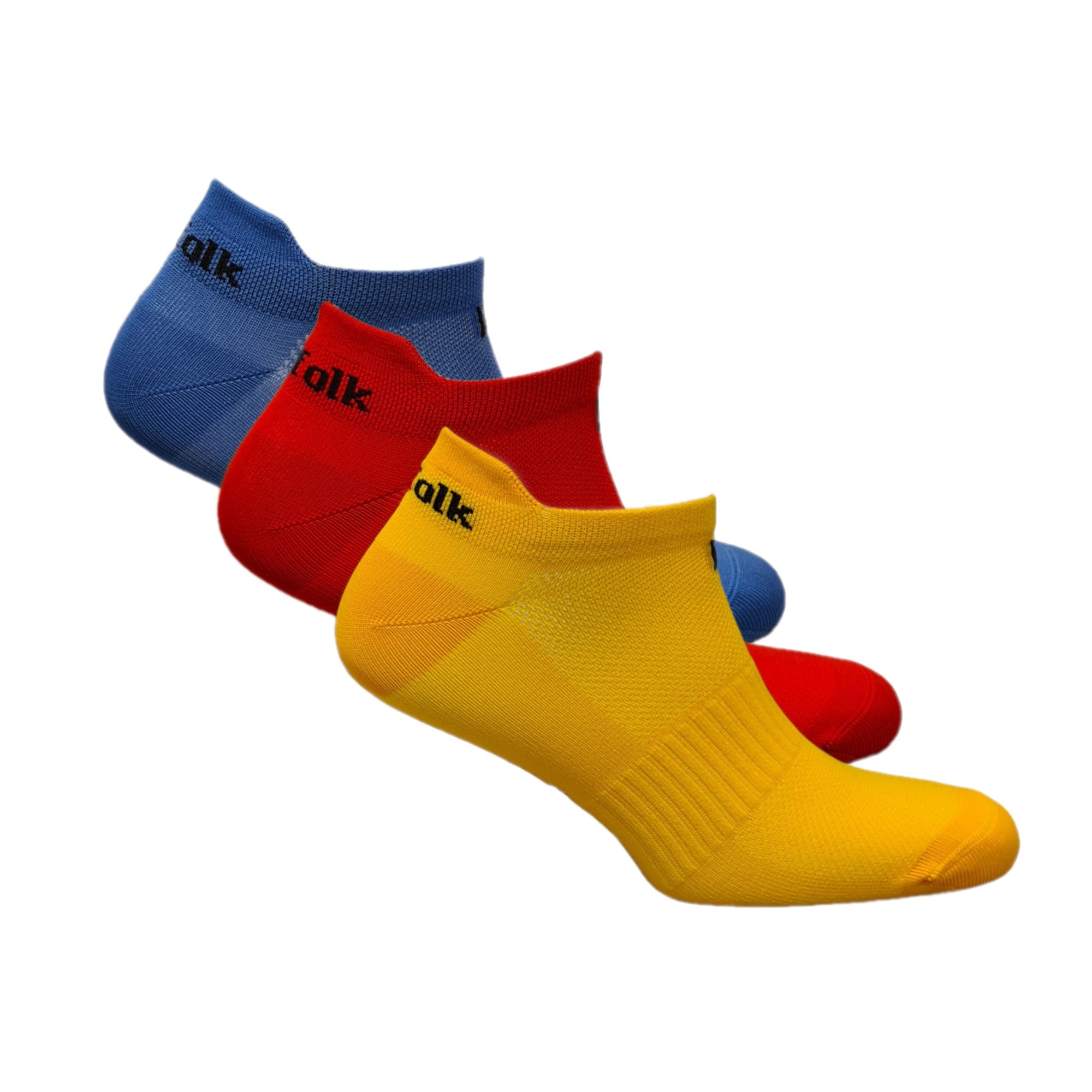 IZZY Multi-Sport Ultra Hafif Düşük Kesim Çorap 3'lü Paket Sarı/Mavi/Kırmızı