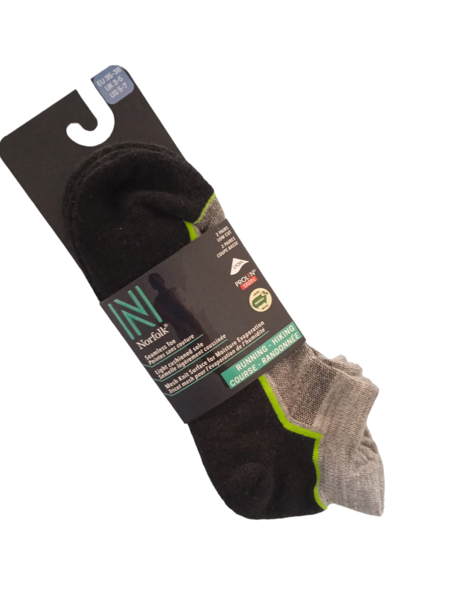 Joel LC Merino Yünü Düşük Kesim Koşu Çorabı 2'li Paket Yeşil/Kırmızı - 3