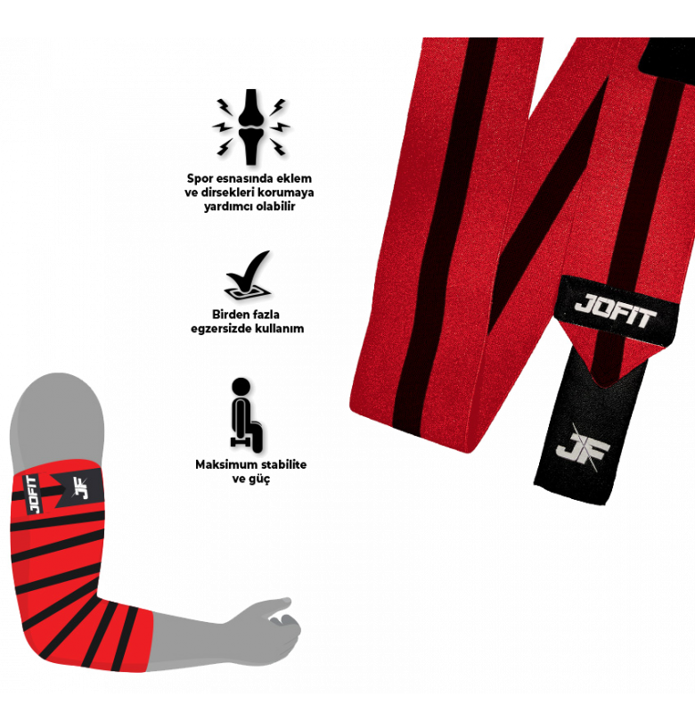 Jofit Elbow Wraps Kırmızı - Siyah - 3