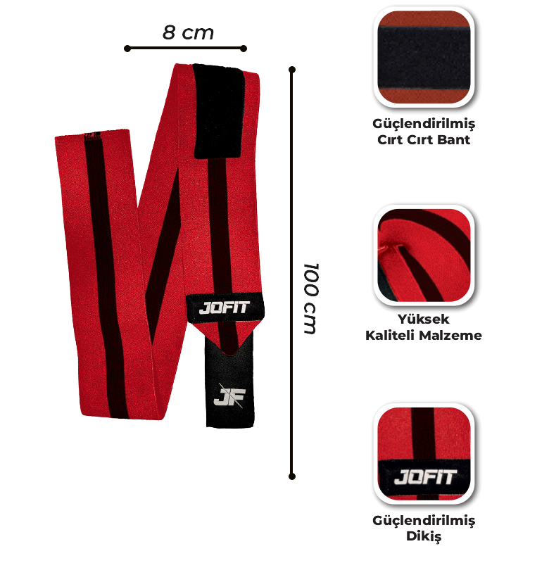 Jofit Elbow Wraps Kırmızı - Siyah - 4