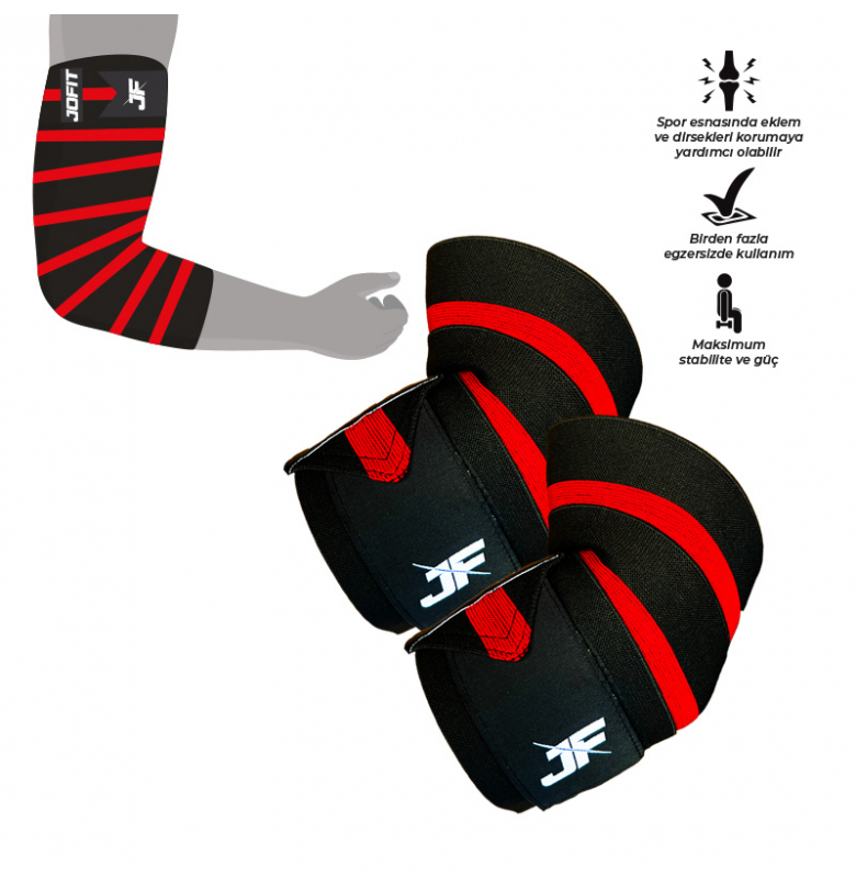 Jofit Elbow Wraps Siyah - Kırmızı - 2
