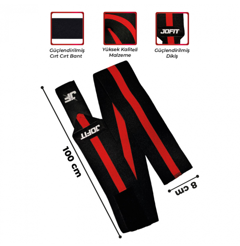 Jofit Elbow Wraps Siyah - Kırmızı - 3