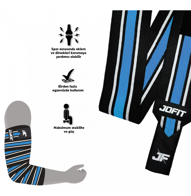 Jofit Elbow Wraps Siyah - Mavi - 3