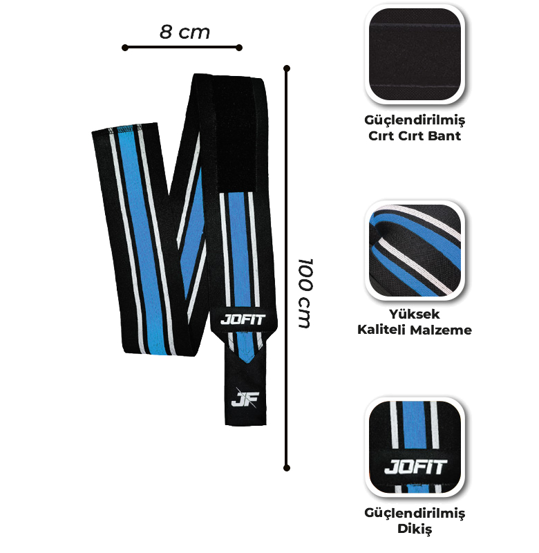 Jofit Elbow Wraps Siyah - Mavi - 4