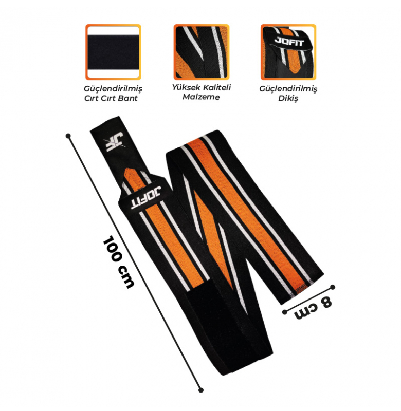Jofit Elbow Wraps Siyah - Turuncu - 2